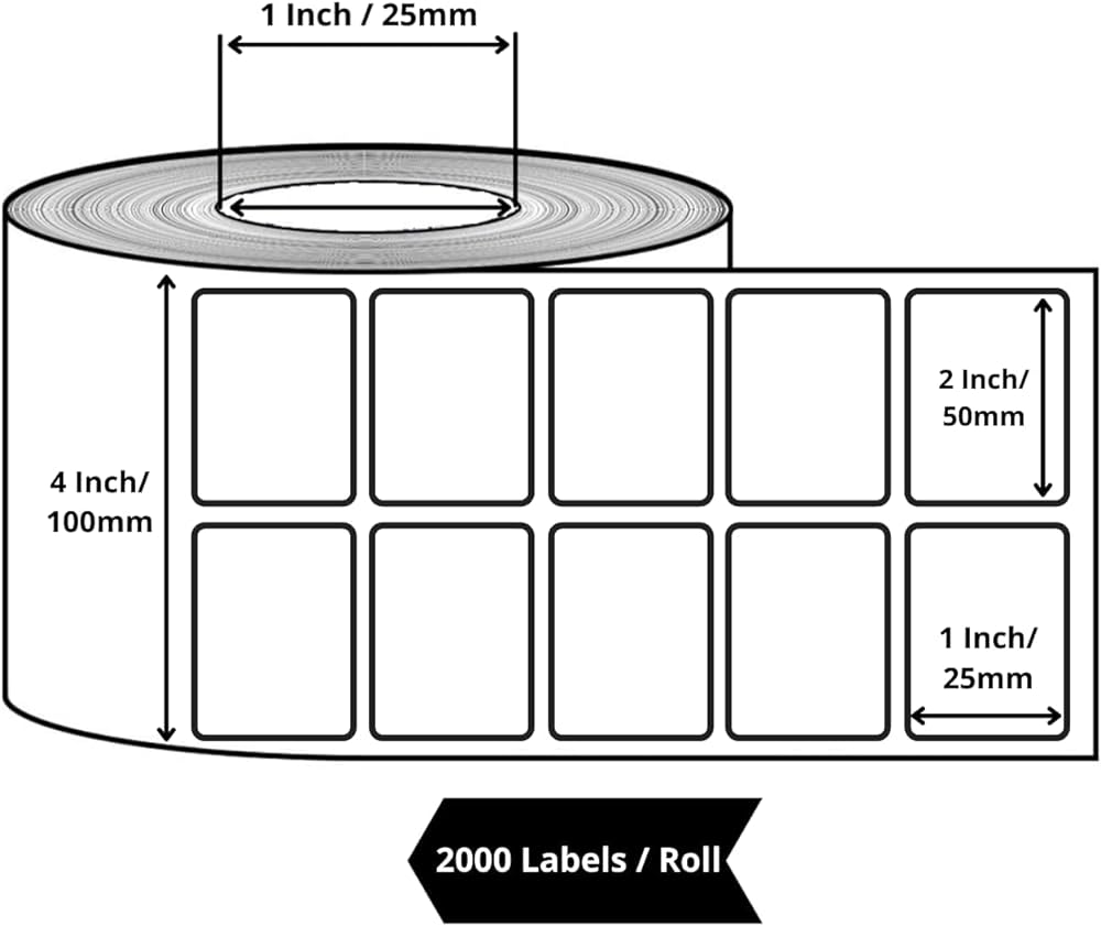 Barcode Stickers 50X25 TTL 2000 Stickers Roll - Image 2