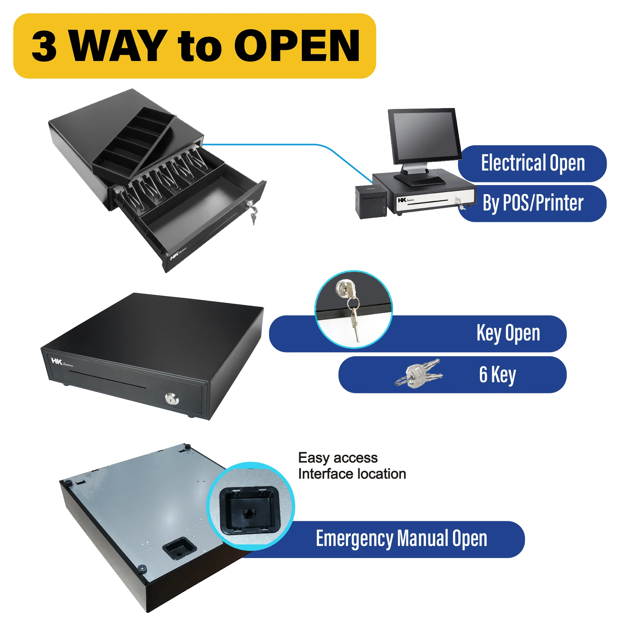 TS High Quality Electronic Metal 4 X 6 Cash Drawer - Image 3
