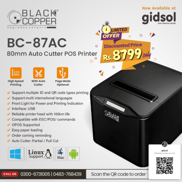 BLACK COPPER BC-87AC THERMAL PRINTER - Image 2
